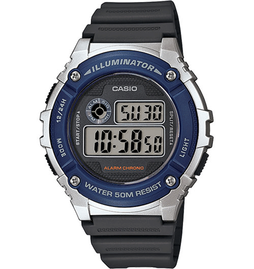 Imagen de RELOJ CASIO W216H-2A AZUL CON PLATA